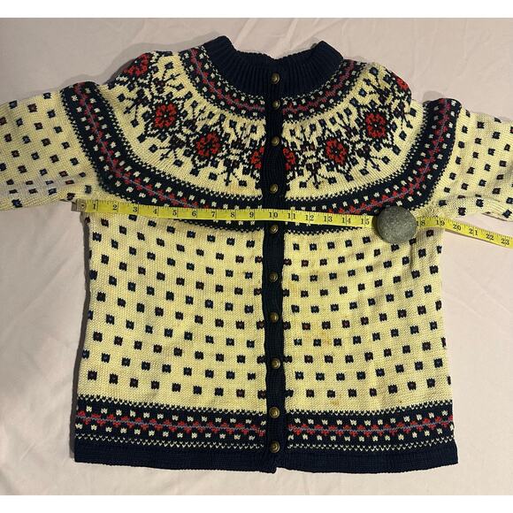 Paul Mage Hand Knit 100% Wool Danish Fair Isle Ski Sweater 1950s 1960s Vintage - Picture 8 of 8